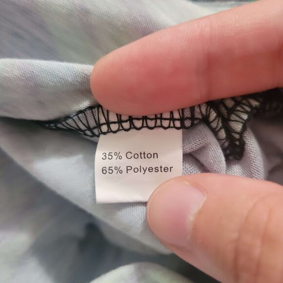 Polyester Women's XL Green, Blue, Black Leaf Blouse - Picture 6 of 6